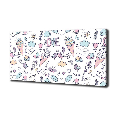 Cuadro canvas con impresión uv duradera horizontal Patrón romántico