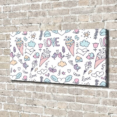 Cuadro canvas con impresión uv duradera horizontal Patrón romántico