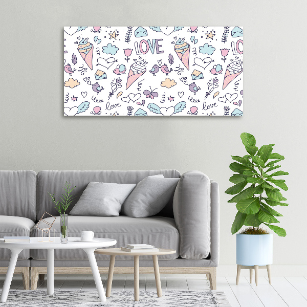 Cuadro canvas con impresión uv duradera horizontal Patrón romántico