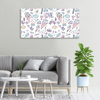 Cuadro canvas con impresión uv duradera horizontal Patrón romántico