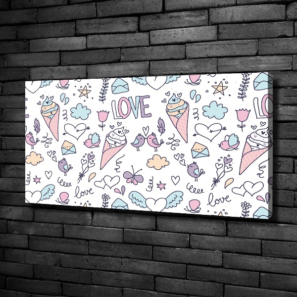 Cuadro canvas con impresión uv duradera horizontal Patrón romántico