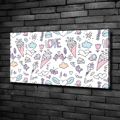 Cuadro canvas con impresión uv duradera horizontal Patrón romántico