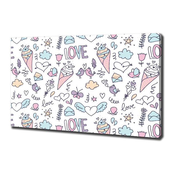 Cuadro canvas con impresión uv duradera horizontal Patrón romántico