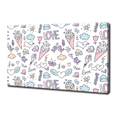Cuadro canvas con impresión uv duradera horizontal Patrón romántico
