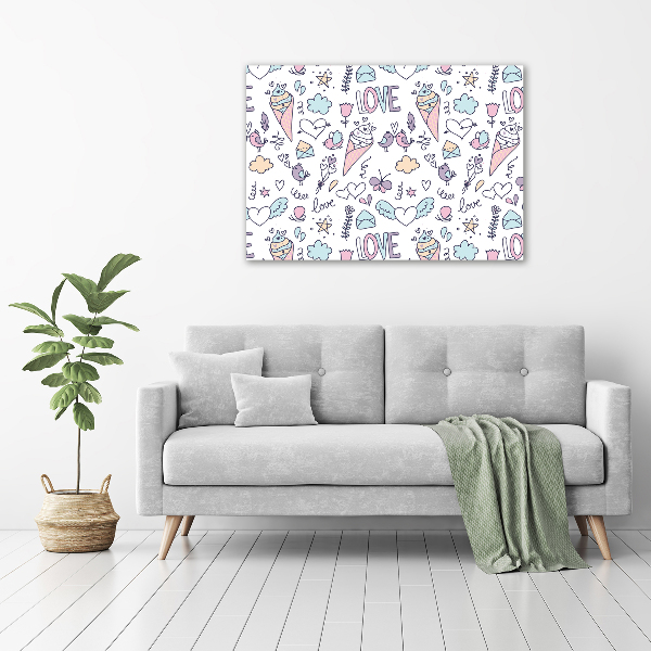 Cuadro canvas con impresión uv duradera horizontal Patrón romántico