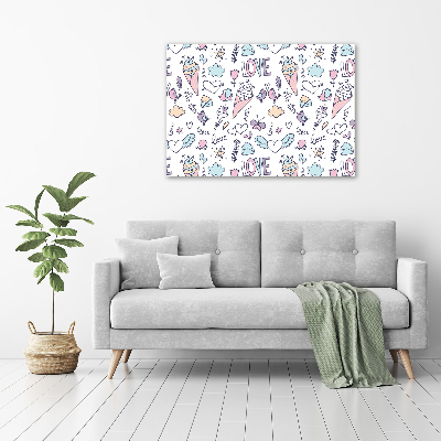 Cuadro canvas con impresión uv duradera horizontal Patrón romántico