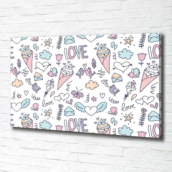 Cuadro canvas con impresión uv duradera horizontal Patrón romántico