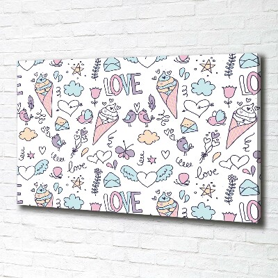 Cuadro canvas con impresión uv duradera horizontal Patrón romántico