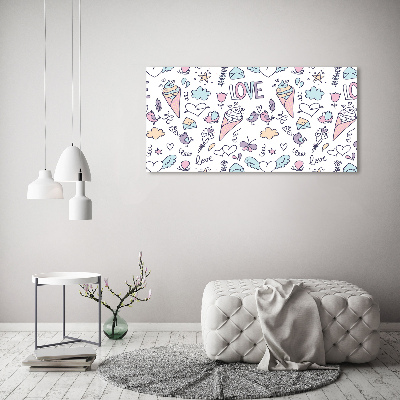 Cuadro canvas con impresión uv duradera horizontal Patrón romántico