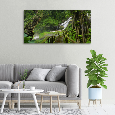 Cuadro canvas con impresión uv duradera horizontal Cascada en la selva