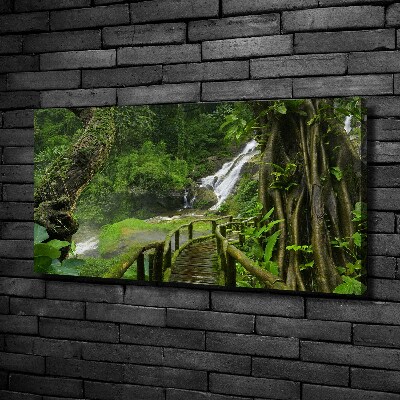 Cuadro canvas con impresión uv duradera horizontal Cascada en la selva
