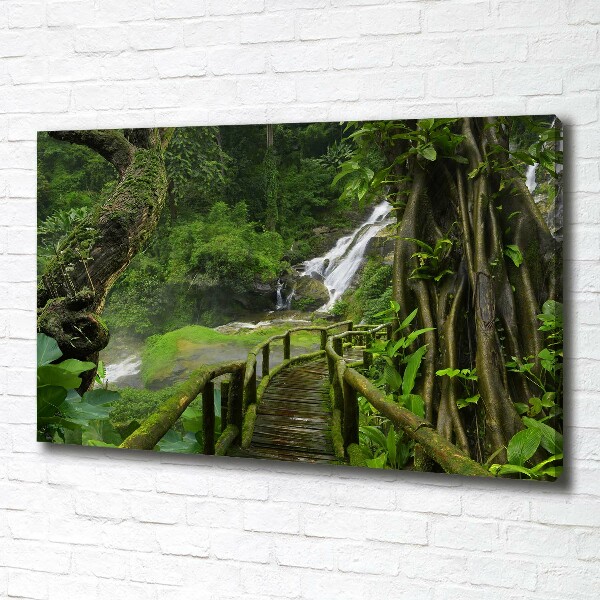 Cuadro canvas con impresión uv duradera horizontal Cascada en la selva