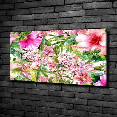 Cuadro canvas moderno de gran formato horizontal Patrón floral
