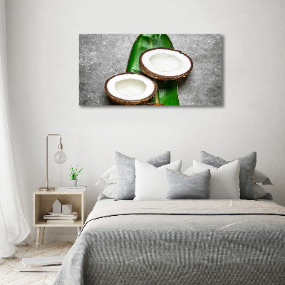 Cuadro canvas moderno de gran formato horizontal Mitades de coco