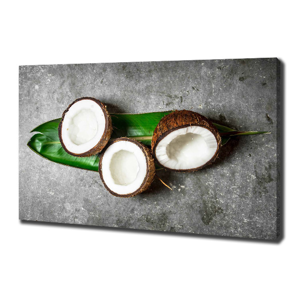 Cuadro canvas moderno de gran formato horizontal Mitades de coco