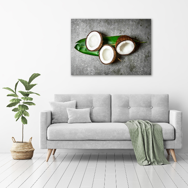 Cuadro canvas moderno de gran formato horizontal Mitades de coco