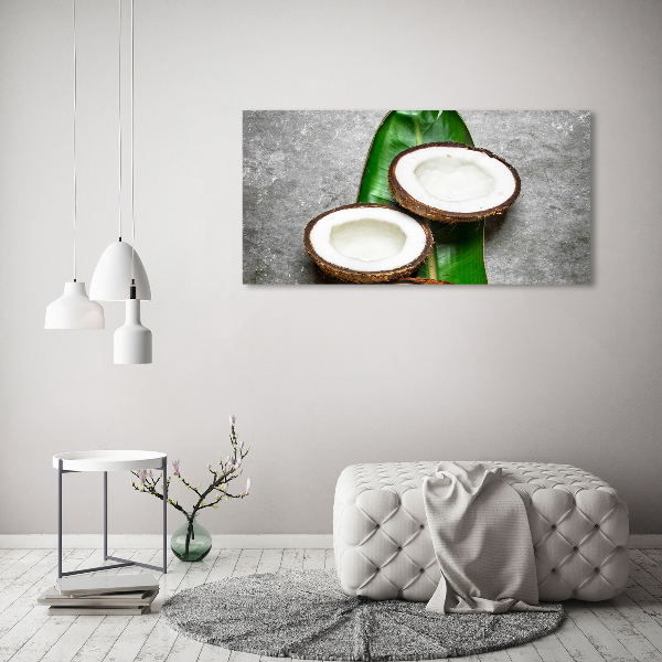 Cuadro canvas moderno de gran formato horizontal Mitades de coco