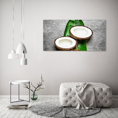 Cuadro canvas moderno de gran formato horizontal Mitades de coco