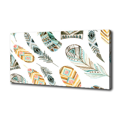 Cuadro canvas moderno de gran formato horizontal Plumas étnicas