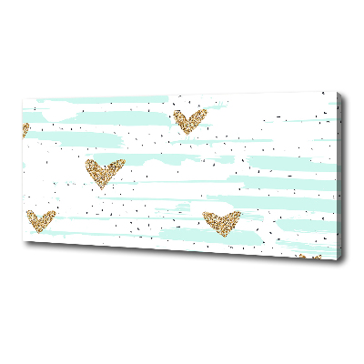 Foto en lienzo con acabado profesional horizontal Fondo de corazones dorados