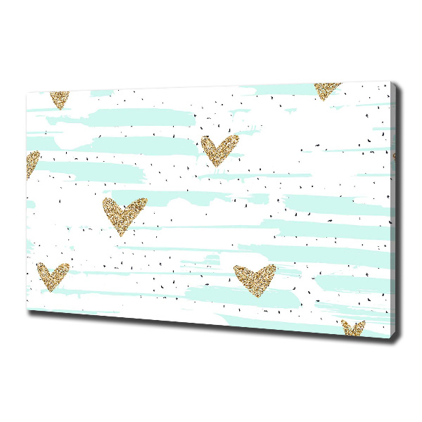 Foto en lienzo con acabado profesional horizontal Fondo de corazones dorados