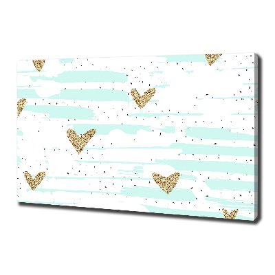 Foto en lienzo con acabado profesional horizontal Fondo de corazones dorados