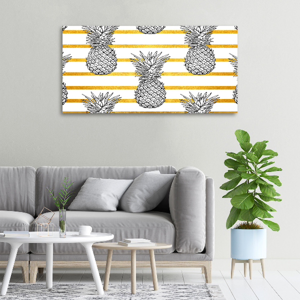 Cuadro canvas moderno de gran formato horizontal tiras de piña