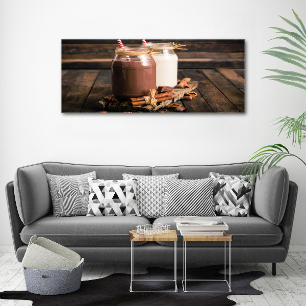 Cuadro canvas moderno de gran formato horizontal Cócteles en frascos