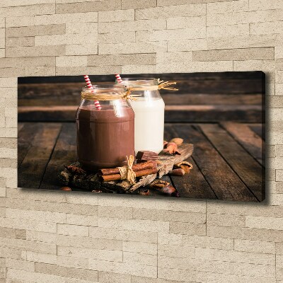 Cuadro canvas moderno de gran formato horizontal Cócteles en frascos