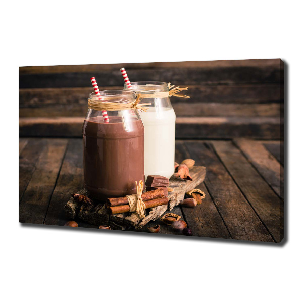 Cuadro canvas moderno de gran formato horizontal Cócteles en frascos