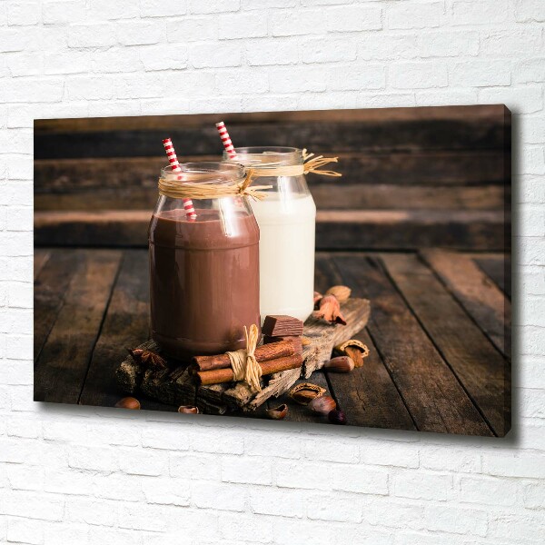 Cuadro canvas moderno de gran formato horizontal Cócteles en frascos