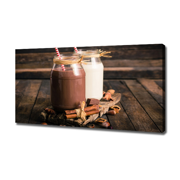 Cuadro canvas moderno de gran formato horizontal Cócteles en frascos