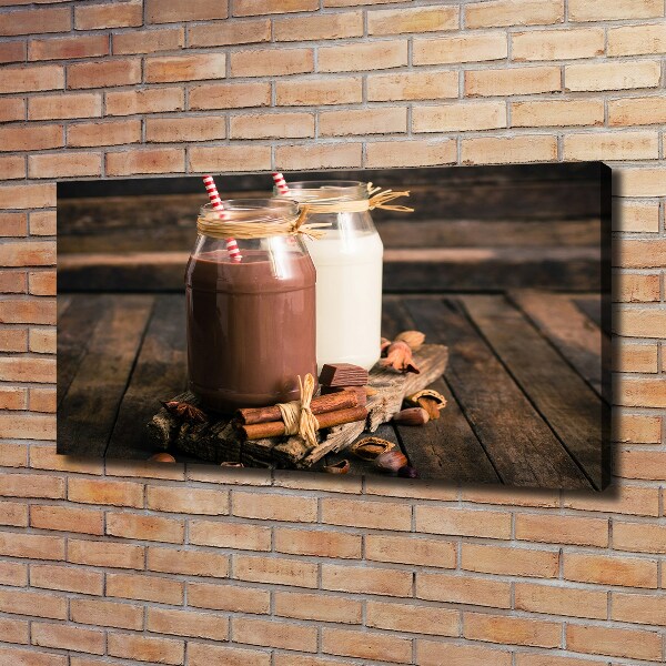 Cuadro canvas moderno de gran formato horizontal Cócteles en frascos