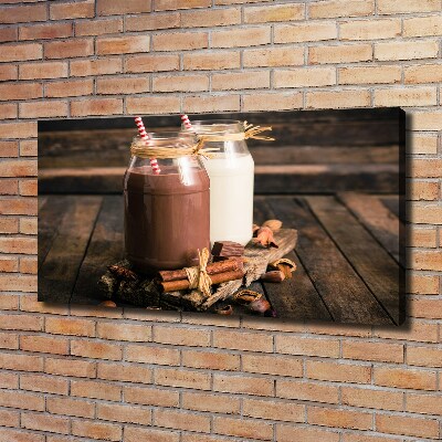 Cuadro canvas moderno de gran formato horizontal Cócteles en frascos