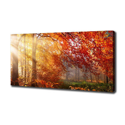 Cuadro canvas moderno de gran formato horizontal Bosque de otoño