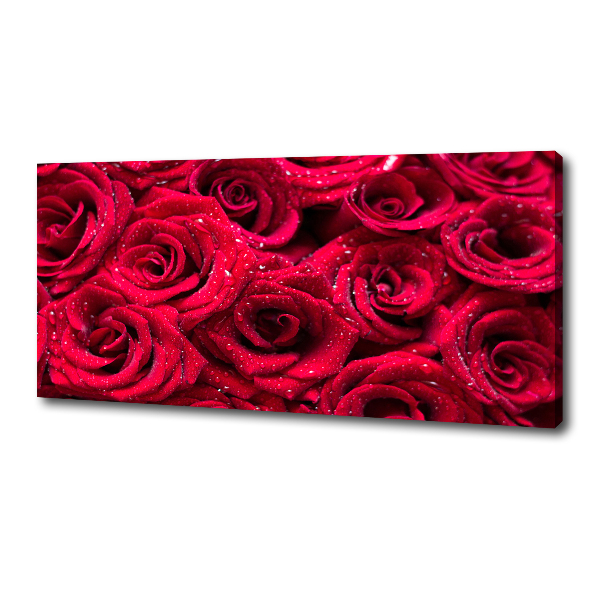 Cuadro canvas con impresión uv duradera horizontal Gotas sobre rosas