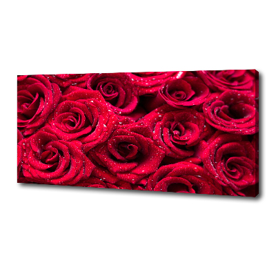 Cuadro canvas con impresión uv duradera horizontal Gotas sobre rosas