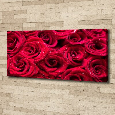 Cuadro canvas con impresión uv duradera horizontal Gotas sobre rosas