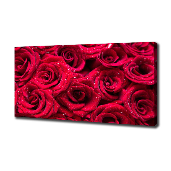 Cuadro canvas con impresión uv duradera horizontal Gotas sobre rosas