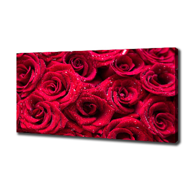 Cuadro canvas con impresión uv duradera horizontal Gotas sobre rosas