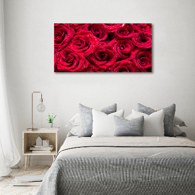 Cuadro canvas con impresión uv duradera horizontal Gotas sobre rosas