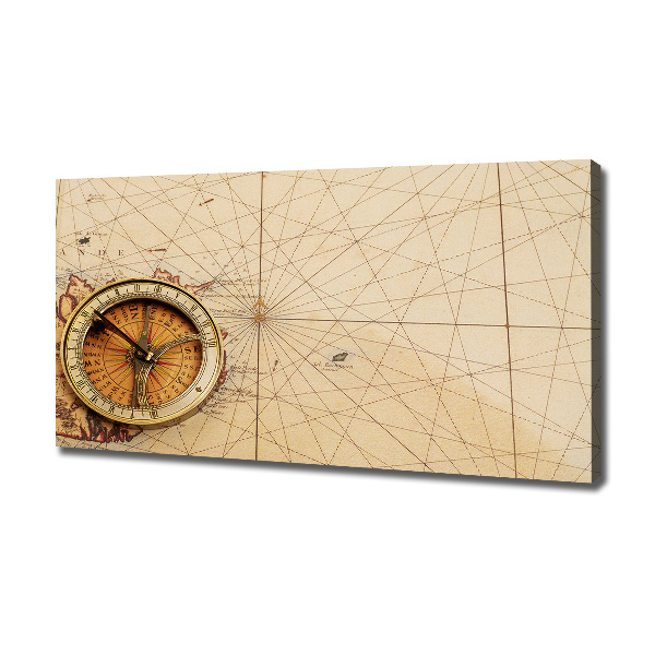 Cuadro canvas con impresión uv duradera horizontal Brújula en el mapa