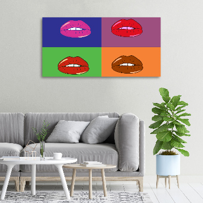 Fotocuadro en lienzo de alta calidad horizontal Labios coloridos