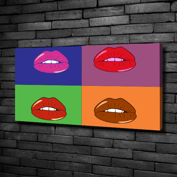 Fotocuadro en lienzo de alta calidad horizontal Labios coloridos
