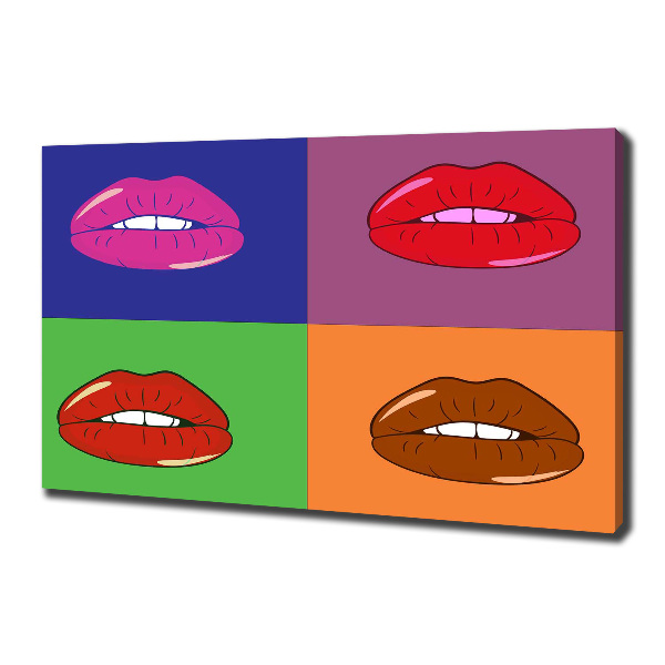 Fotocuadro en lienzo de alta calidad horizontal Labios coloridos