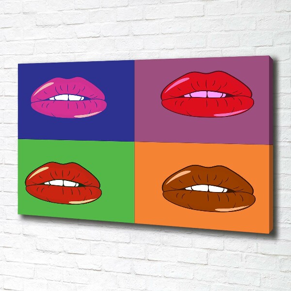 Fotocuadro en lienzo de alta calidad horizontal Labios coloridos