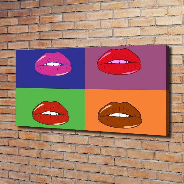 Fotocuadro en lienzo de alta calidad horizontal Labios coloridos