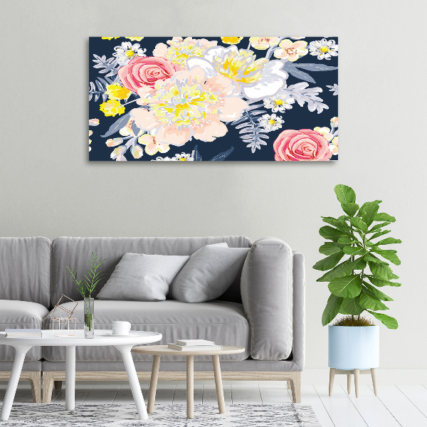 Cuadro canvas con impresión uv duradera horizontal Patrón floral