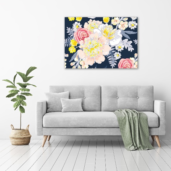 Cuadro canvas con impresión uv duradera horizontal Patrón floral