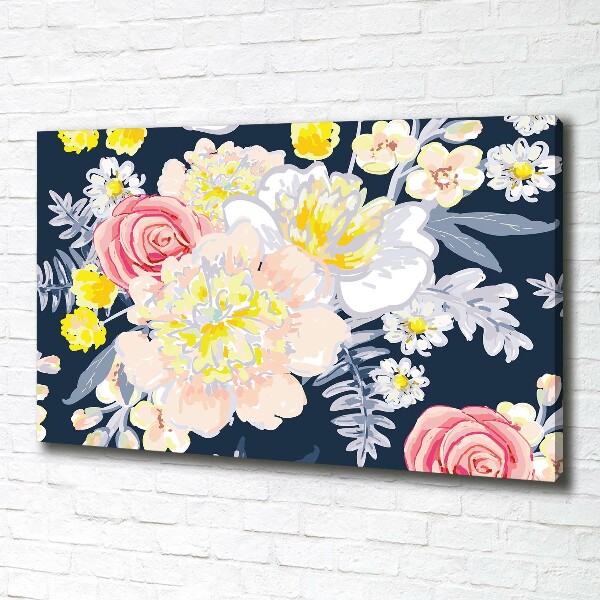 Cuadro canvas con impresión uv duradera horizontal Patrón floral